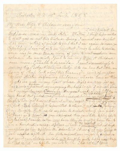 约翰-布朗和弗雷德里克-道格拉斯写给布朗的妻子和孩子的信，1858年1月30日。 作者 约翰·布朗