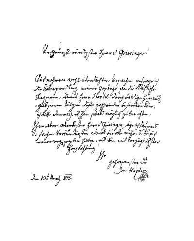 弗朗西斯·约瑟夫·海顿（Francis Joseph Haydn）给冯·格里辛格先生的信，1803 1865年。 作者 弗雷德里克·乔治·内瑟克里夫特