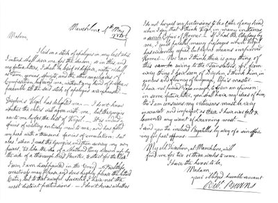 罗伯特·伯恩斯（Robert Burns）给哈丁顿（Haddington）邓洛普夫人的信，1788年1865年。 作者 弗雷德里克·乔治·内瑟克里夫特