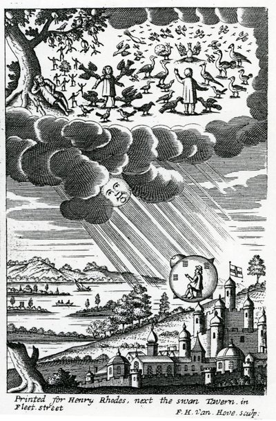 由Cyrano de Bergerac撰写的“月球世界和帝国的滑稽历史”的主题，于1687年出版 作者 弗雷德里克·亨德里克·范霍夫