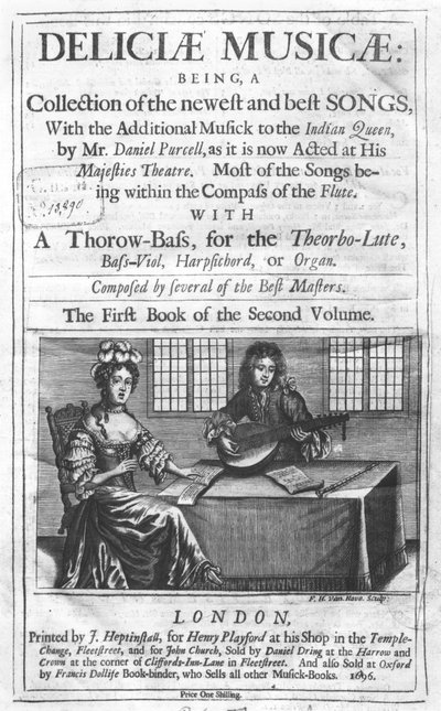 &39;Deliciae Musicae&39;的标题页，由J. Heptinstall为Henry Playford，伦敦，1696年出版 作者 弗雷德里克·亨德里克·范霍夫