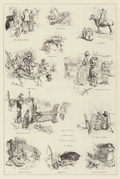 肯特的Hop-Pickers中的草图 作者 Frederick Henry Townsend