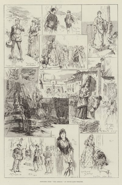 来自Drury-Lane剧院的无敌舰队的草图 作者 Frederick Henry Townsend