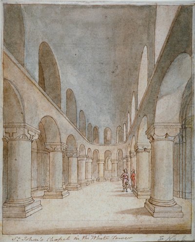 伦敦塔的圣约翰礼拜堂内景，约1810年 作者 弗雷德里克·纳什（Frederick Nash）