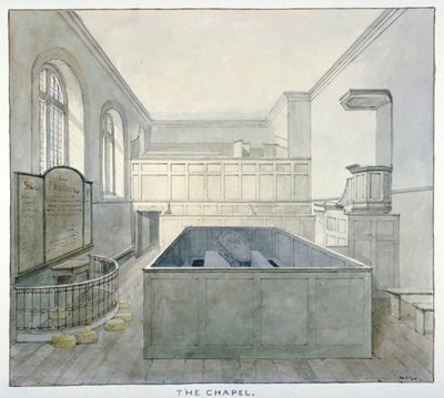 伦敦市老贝利区纽盖特监狱的小教堂内景，1840年 作者 弗雷德里克·纳什（Frederick Nash）
