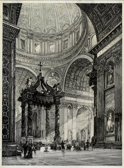 意大利罗马的圣彼得大教堂，内景，1878年。 作者 弗雷德里克·P·丁克尔伯格