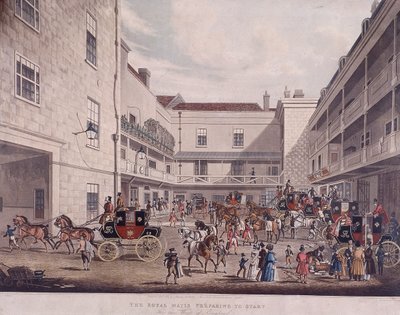 伦敦Lad Lane的皇家邮车，1831年 作者 弗雷德里克·罗森伯格