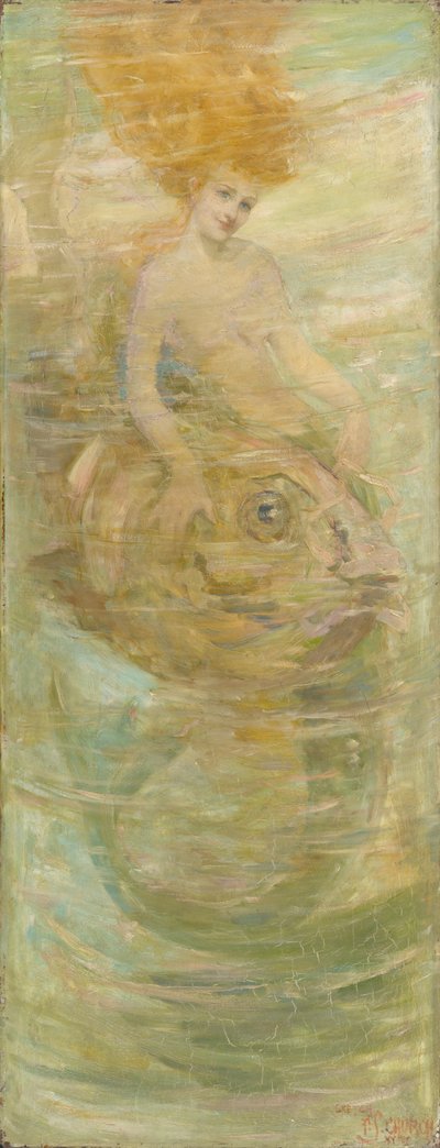 美人鱼，约1889年（布面油画） 作者 弗雷德里克·斯图尔特教堂