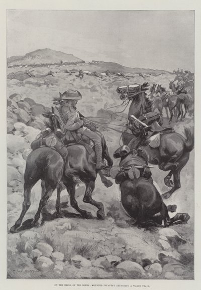 在布尔人的高跟鞋上，骑兵步兵攻击一辆马车 作者 Frederick William Burton