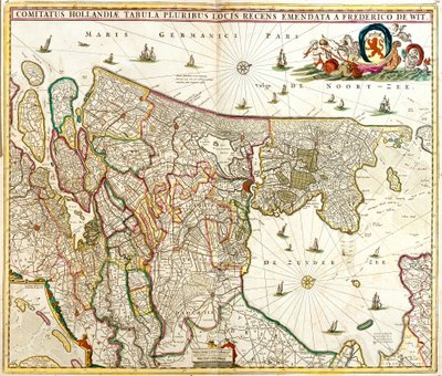 Map of the Count of Holland (Netherlands) (etching 作者 弗雷德里克·德·威特