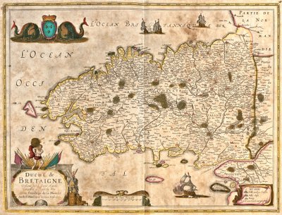 布列塔尼公爵（法国）地图（蚀刻版） 作者 弗雷德里克·德·威特