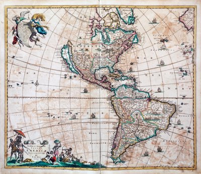 Novissima et totius Americae accurate descriptio，Frederik de Wit（1629或1630-1706）的美洲和太平洋地图，阿姆斯特丹 作者 弗雷德里克·德·威特
