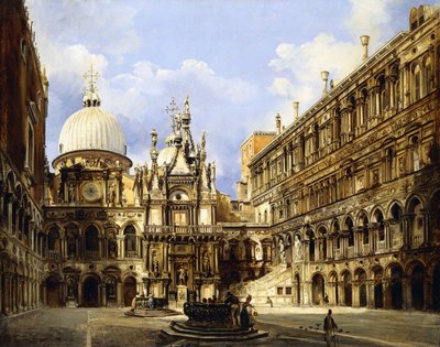 总督宫的庭院，威尼斯，1841年 作者 Frederico Moja