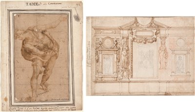 Un Hebreo，选自《向人们展示的基督》（正面）；墙面装饰设计，附拉斐尔素描贴画（背面） 作者 弗雷德里科·祖卡罗