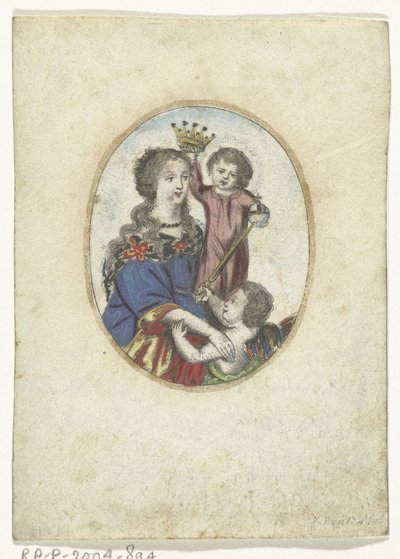 椭圆形圣母与圣婴和天使 作者 Frederik Bouttats (de Jonge) (归属于)