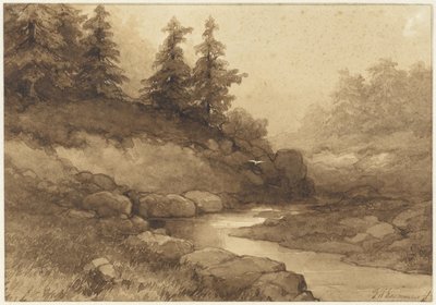 有河的丘陵景观 作者 弗雷德里克·亨德里克·凯默勒