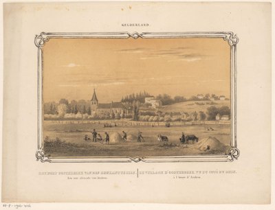 奥斯特比克（Oosterbeek）风光与打草人物
从莱茵河一侧俯瞰奥斯特比克村。距离阿纳姆一小时车程。(文物上的标题）
格尔德兰（文物上的系列名称） 作者 弗雷德里克·洛德维克·惠更斯