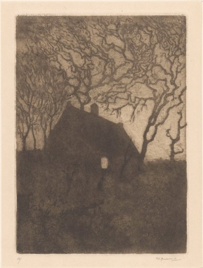 夜晚的房子 作者 Frederika Henriëtte Broeksmit（艺术家签名）