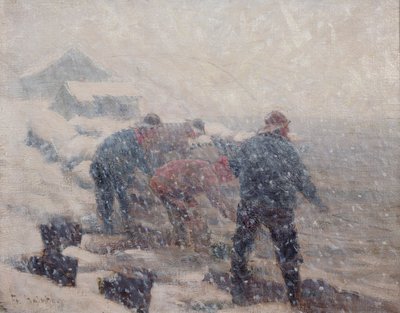 渔民在暴风雪中拉网（布面油画） 作者 弗雷德里克·科尔斯托