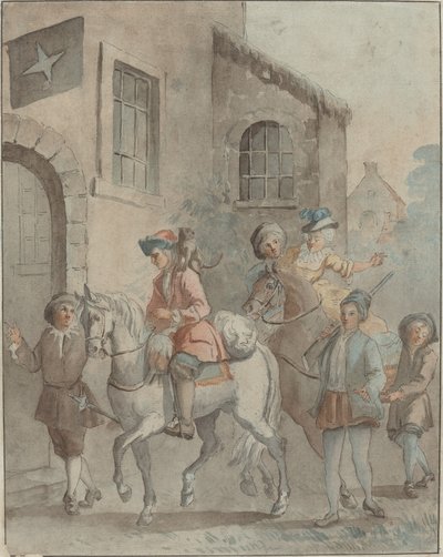 抵达一家旅馆 作者 French 18th Century after Jean Baptiste Oudry
