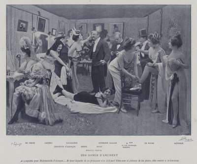 Actresses amusing themselves in the dressing rooms of the Theatre des Varietes, Paris (b/w photo) 作者 法国摄影师