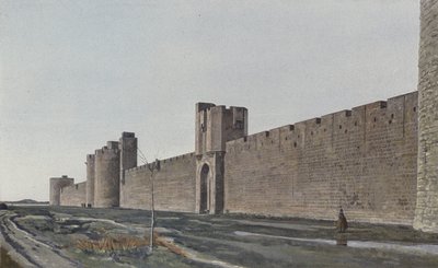 Aigues-Mortes，城墙的外部视图，在E 作者 法国摄影师