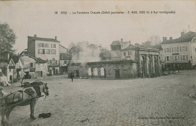 Dax  - 温水弹簧（每日流量：在64摄氏度时为2400000升）。明信片于1913年寄出。 作者 法国摄影师