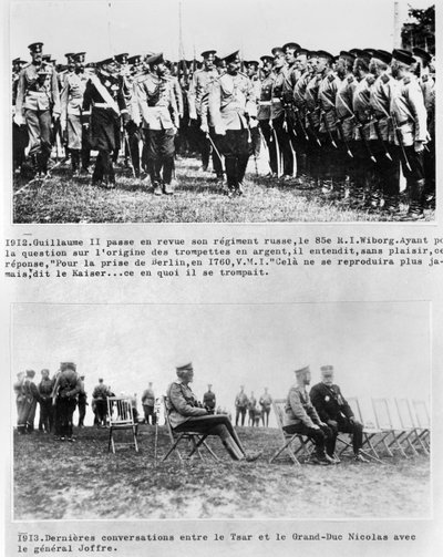 沙皇与大公尼古拉二世和Joffre将军之间的最后对话，1913年 作者 法国摄影师