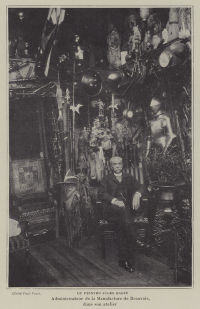 French painter Jules Badin, Manager of the Beauvais Tapestry Manufacture, in his workshop (b/w photo) 作者 法国摄影师