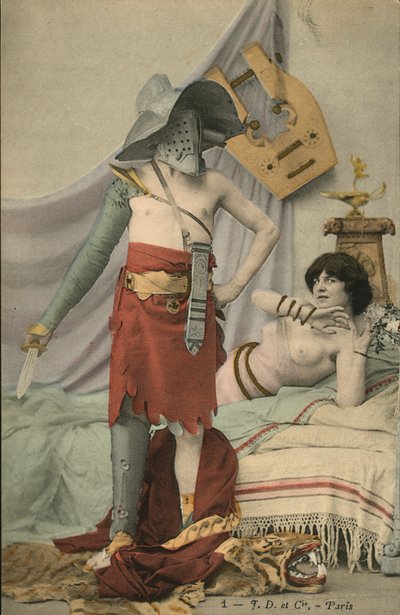 角斗士和女人在床上（彩色照片） 作者 法国摄影师