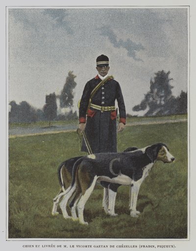 猎犬和猎人穿着法国 Vicomte Gaetan de Chezelles 的制服（彩色照片） 作者 法国摄影师
