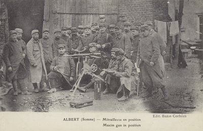 Maxim gun in position, Albert, Somme, First World War (b/w photo) 作者 法国摄影师