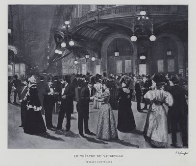 Outside the Theatre du Vaudeville, Paris, during the interval (b/w photo) 作者 法国摄影师