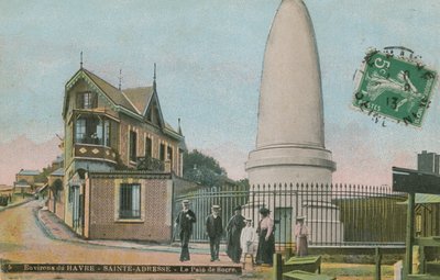 痛苦de sucre（糖面包纪念品）在勒阿弗尔附近的Sainte-Adresse。为纪念Charles Lefebvre-Desnouettes建造的陵墓。明信片于1913年寄出。 作者 法国摄影师