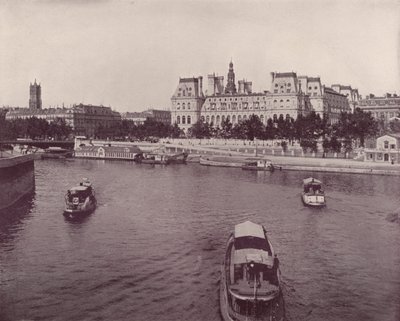 Paris: Hotel de Ville, from the River Side (b/w photo) 作者 法国摄影师