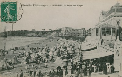 风景如画的比亚里茨 - 比亚里茨，海滩女王。明信片于1913年寄出。 作者 法国摄影师
