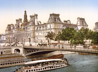 Pont d&39;Arcole和市政厅，巴黎，酒吧。 c.1900 作者 法国摄影师