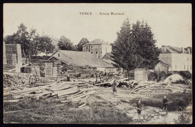 描述锯木厂Reviraud的明信片在Tence，Haute-Loire，c.1900 作者 法国摄影师