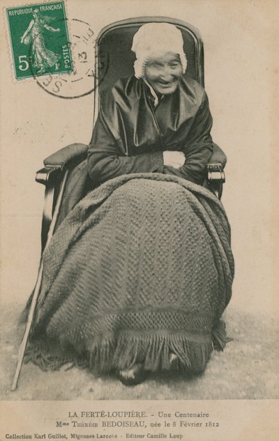 百岁老人的明信片，夫人Therese Bedoiseau，La Ferte-Loupiere，1913年 作者 法国摄影师