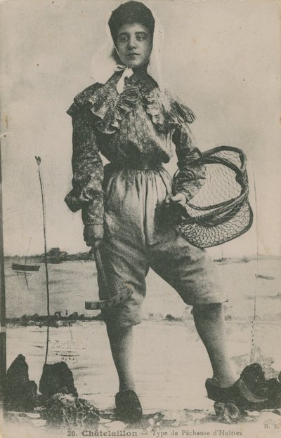 牡蛎渔夫的明信片，1913年寄出 作者 法国摄影师