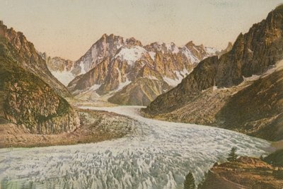 山和冰川风景看法。明信片于1913年寄出。 作者 法国摄影师