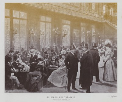 Theatregoers outside the Taverne Pousset in Paris after a performance (b/w photo) 作者 法国摄影师