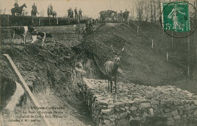 维莱科特雷。 The Forest  -  Crew Menier Hallali de Cerf at silly-la-Poterie。明信片于1913年寄出。 作者 法国摄影师