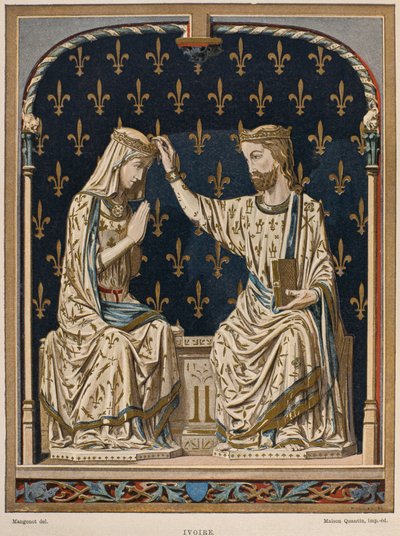 14世纪圣母加冕，卢浮宫象牙，插图来自Dilenaire de lameublement et de la decoration by Henry Havard，第3卷，第1页，巴黎，Maison Quantin，1878（co 作者 法语学校