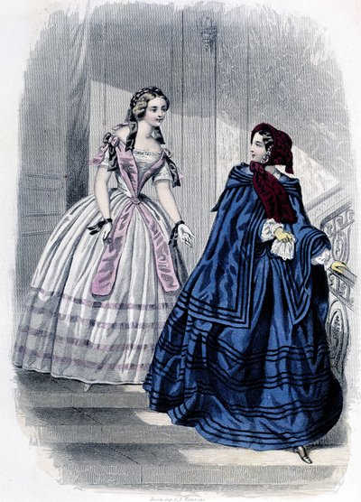 2位时尚女性--载于1852年《Demiselles杂志》。 作者 法语学校