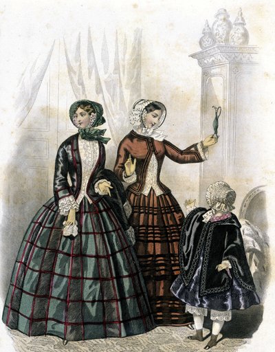 2个女人和一个女孩--载于1852年的《Demiselles杂志》。 作者 法语学校