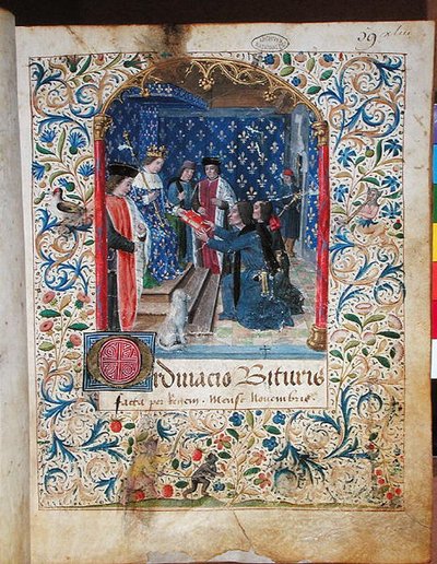 AE II 523 审计院官员向国王提交 "Livre Ferre"（牛皮纸）。 作者 法语学校