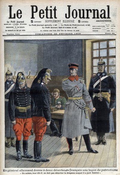 一位德国将军给两个法国逃兵（边防团的龙）颁发了爱国主义勋章 "Un soldat ne doit pas deserter le drapeau qu