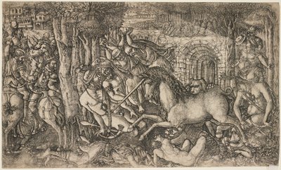 由独角兽追捕的国王，c.1547 作者 法语学校