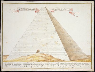 埃及金字塔的透视图，c.1700（纸和笔在纸上的墨水） 作者 法语学校